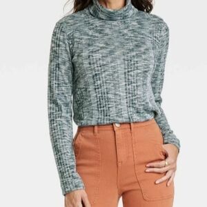 Knox Rose Women's Long Sleeve Turtleneck TopGreen Size 2X